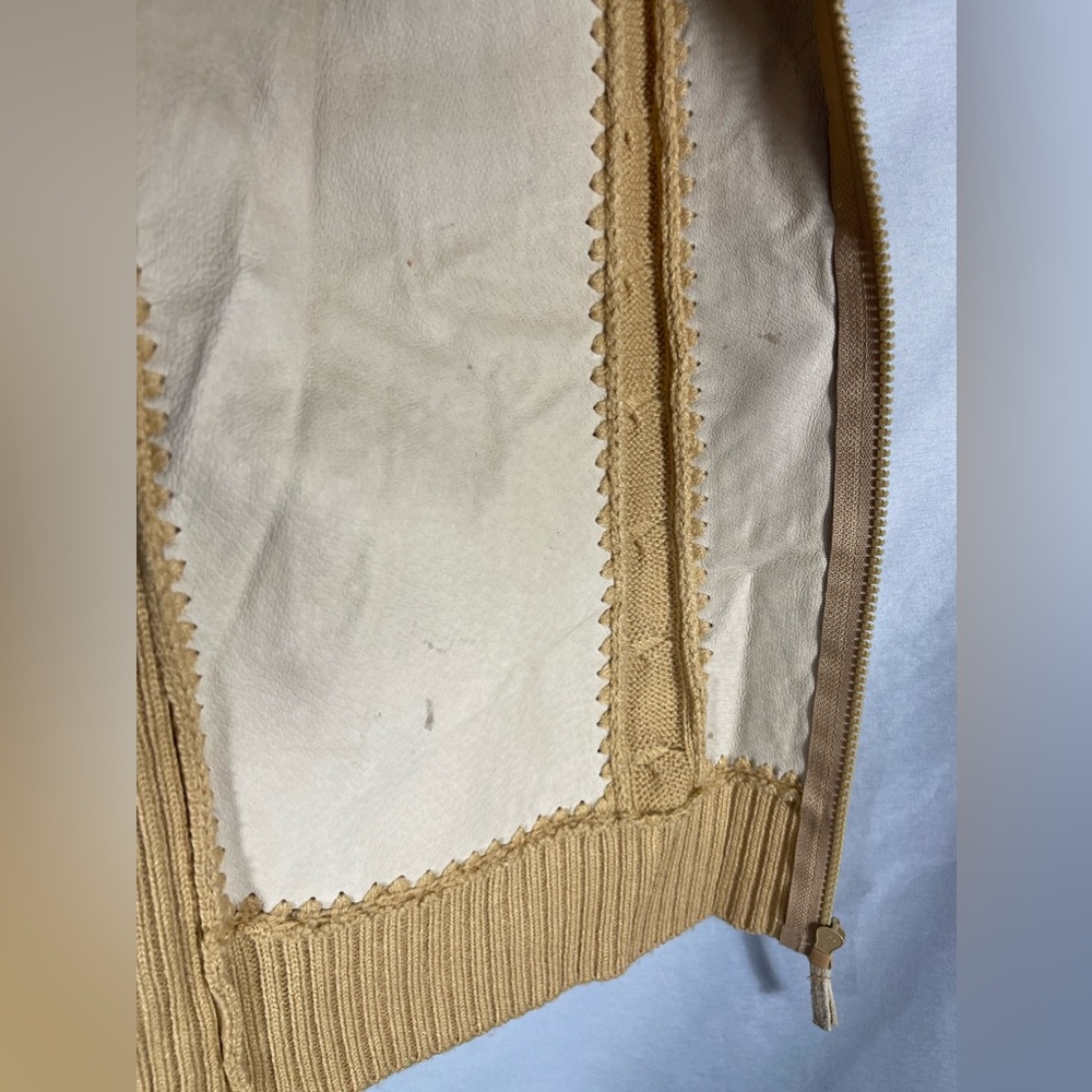 Designers Studio Originals Suede Front Sweater Vest Womens Tan Camel Zip Sz M - Picture 9 of 10